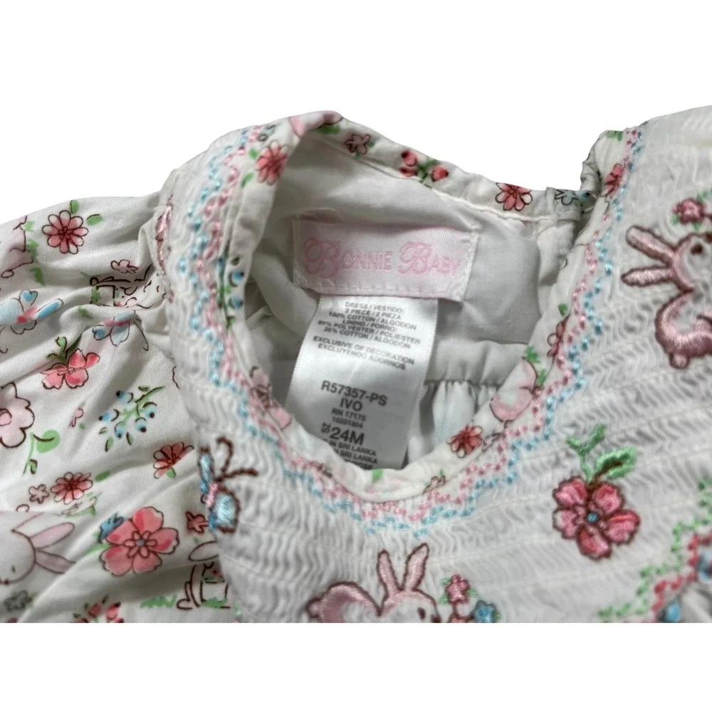 Bonnie Baby Infant Dress Bloomers Set 24M Bunny‎ Floral Smocked Easter NWOT